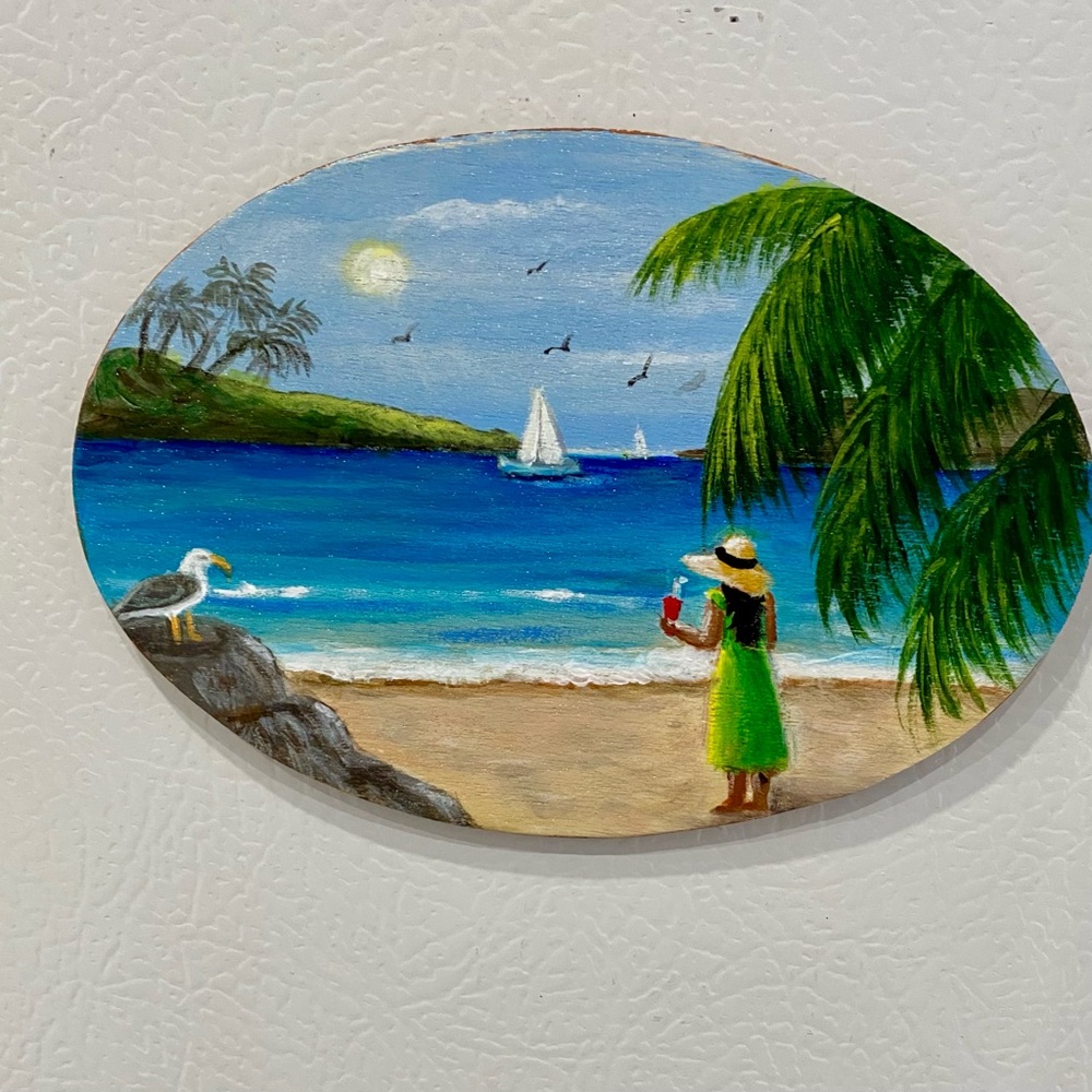 Hand Crafted Tropical Beach Magnet